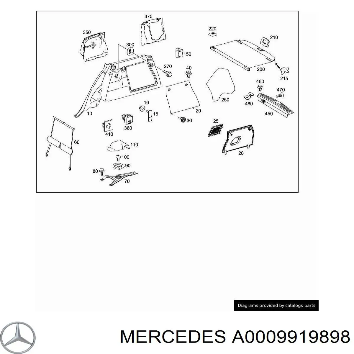 A0009919898 Mercedes Cápsula (prendedor) de revestimento de suporte de carroçaria