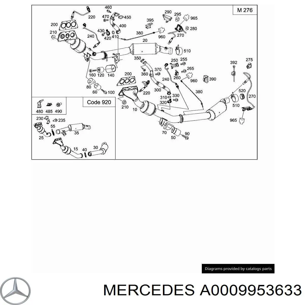 A0009953633 Mercedes Braçadeira de fixação de catalisador para a turbina