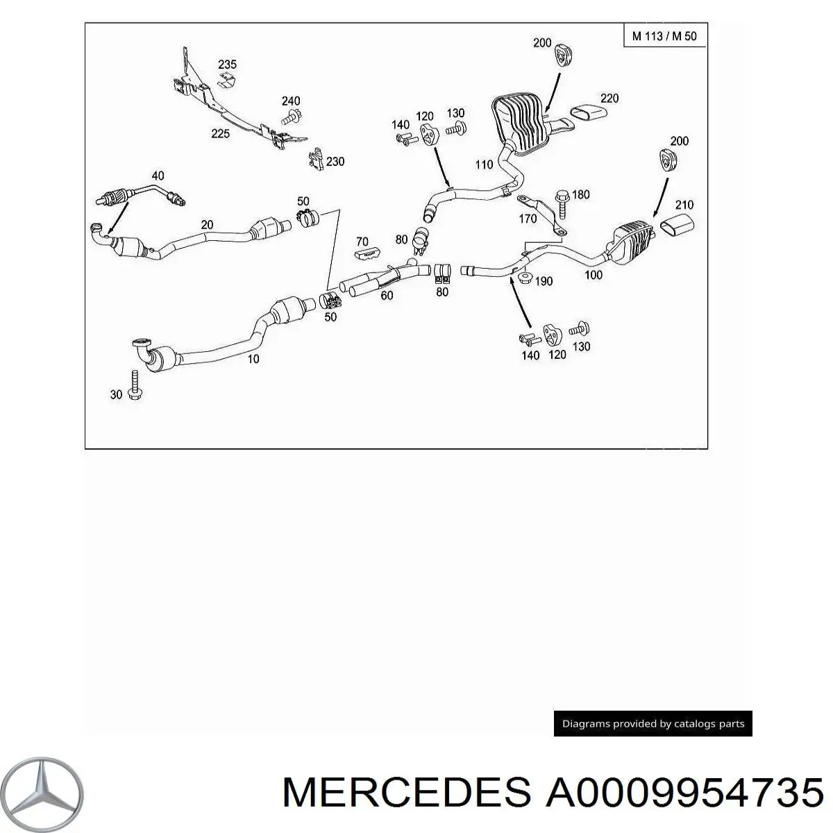 Compre A0009954735 Mercedes Braçadeira de silenciador dianteira