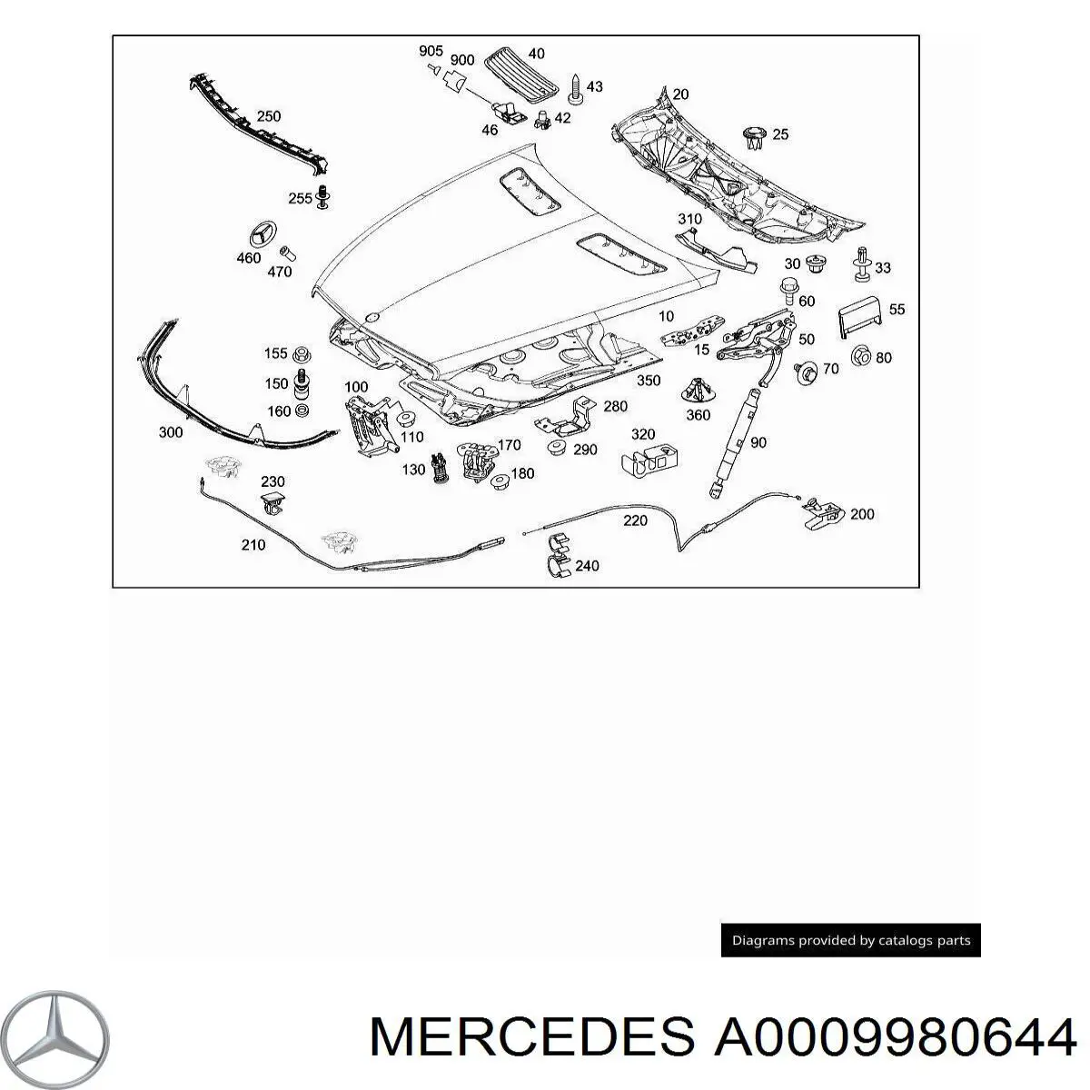 Pára-choque (grade de proteção) da capota Mercedes A0009980644 preço, a partir de 15,90 USD