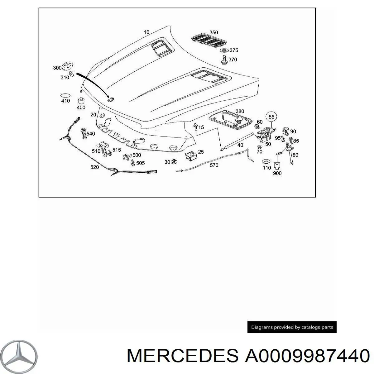 A0009987440 Mercedes Pára-choque (grade de proteção) da capota
