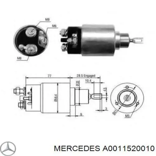 A0011520010 Mercedes Relê retrator do motor de arranco