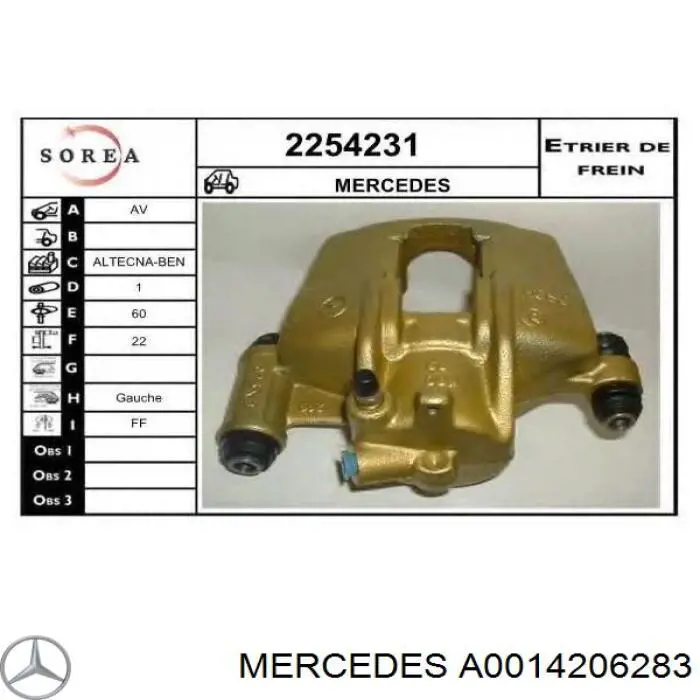 Compre A0014206283 Mercedes Suporte do freio dianteiro direito