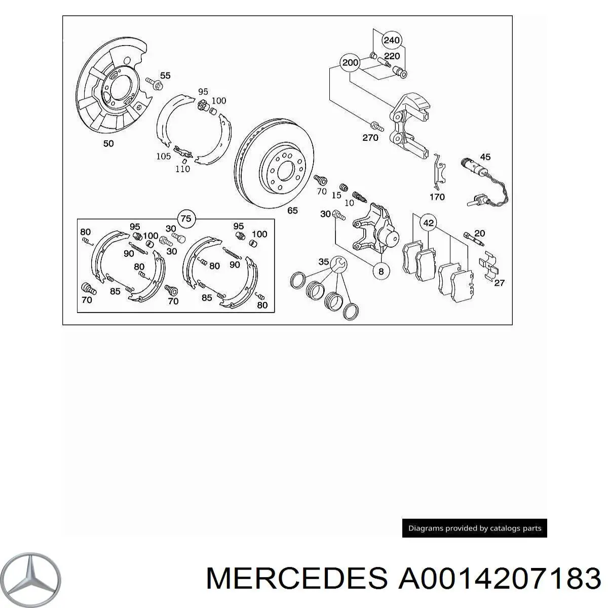 A0014207183 Mercedes Suporte do freio dianteiro esquerdo