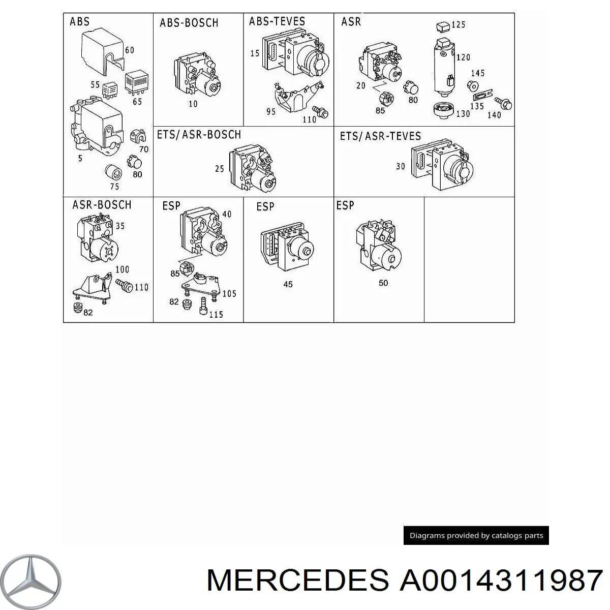  Mercedes A0014311987 preço, a partir de 92,65 USD
