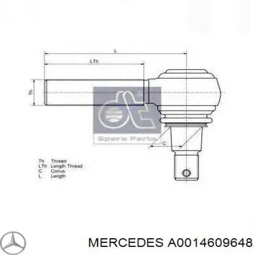 Ponta da barra de direção transversal A0014609648 Mercedes