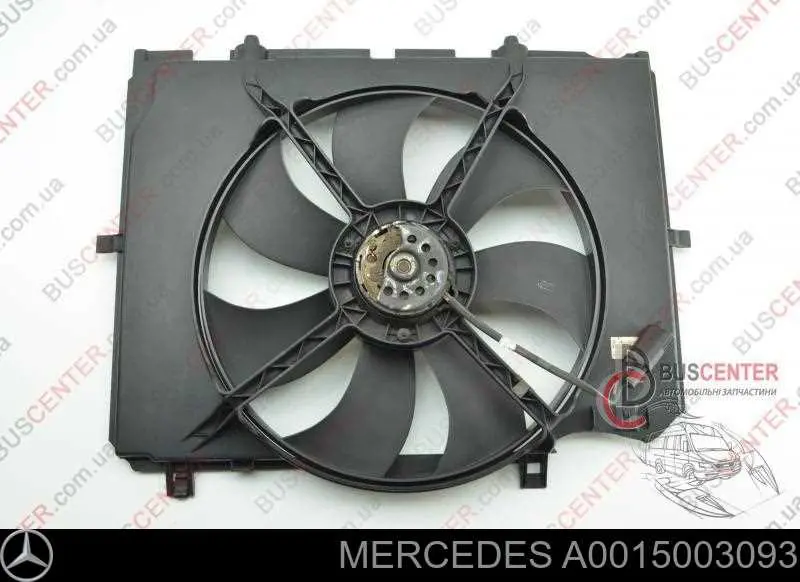 A0015003093 Mercedes Difusor do radiador de esfriamento, montado com motor e roda de aletas