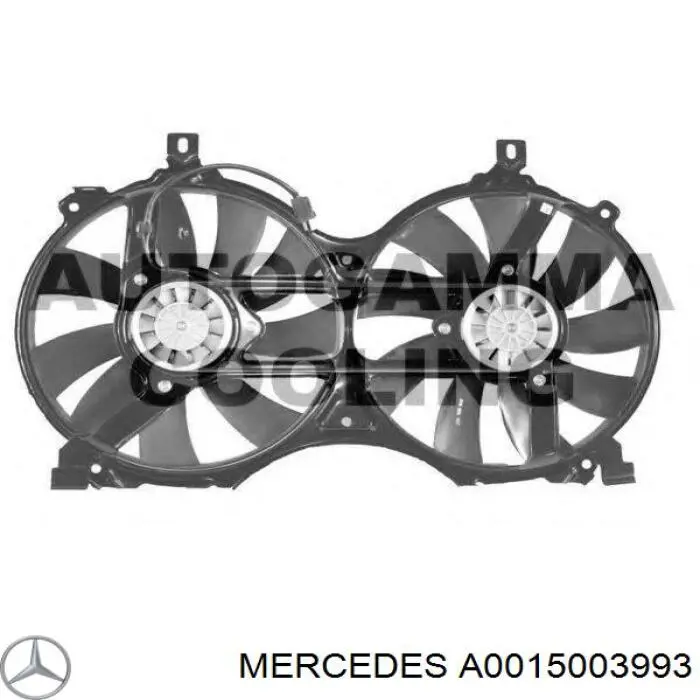 Compre A0015003993 Mercedes Ventilador elétrico de esfriamento montado (motor + roda de aletas)