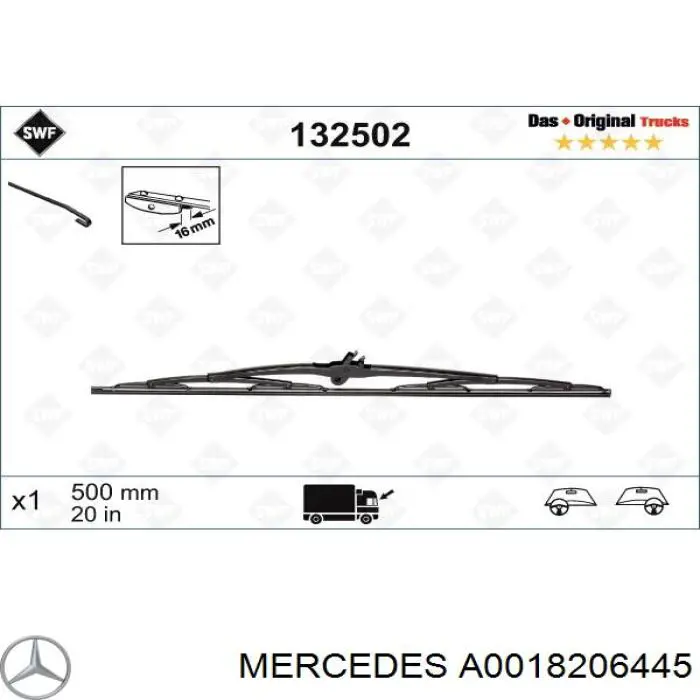 A0018206445 Mercedes Limpa-pára-brisas do pára-brisas de condutor