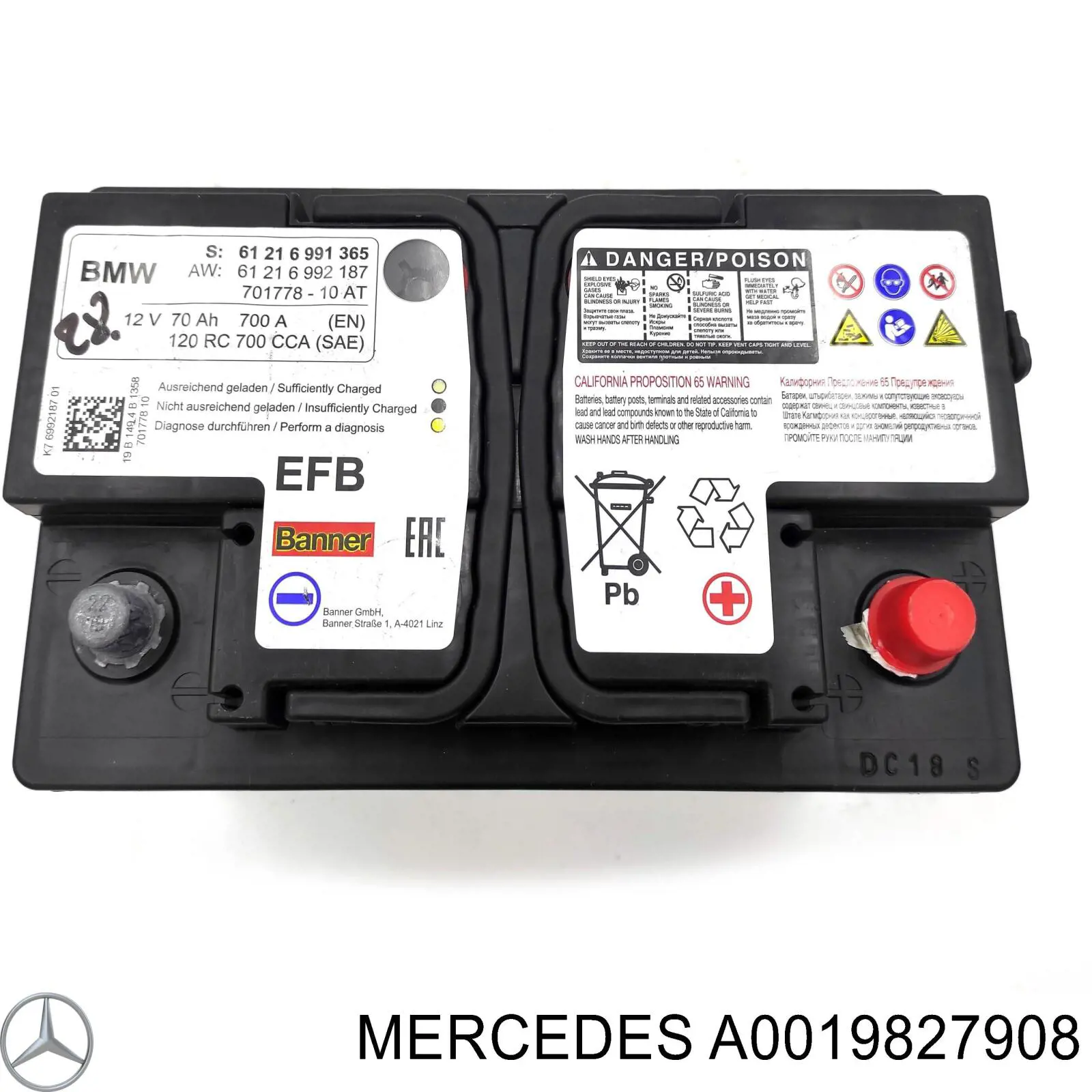 A0019827908 Mercedes Bateria recarregável (PILHA)