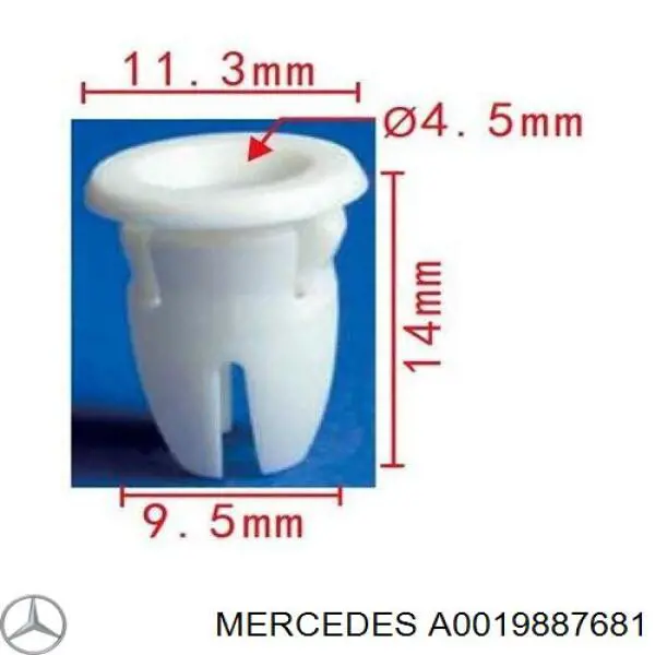 A0019887681 Mercedes Braçadeira (cápsula) de fixação de moldura da porta