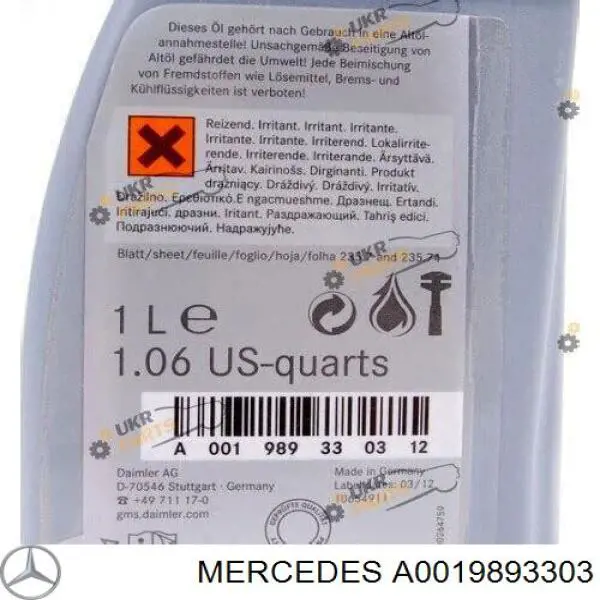 Compre A0019893303 Mercedes Óleo de transmissão