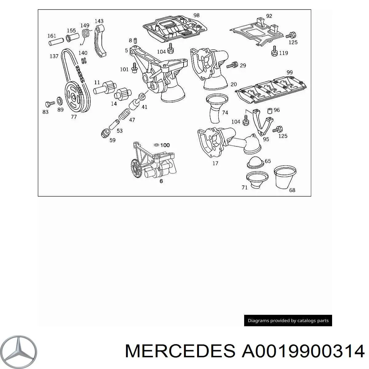 A0019900314 Mercedes Parafuso de fixação de bomba de óleo