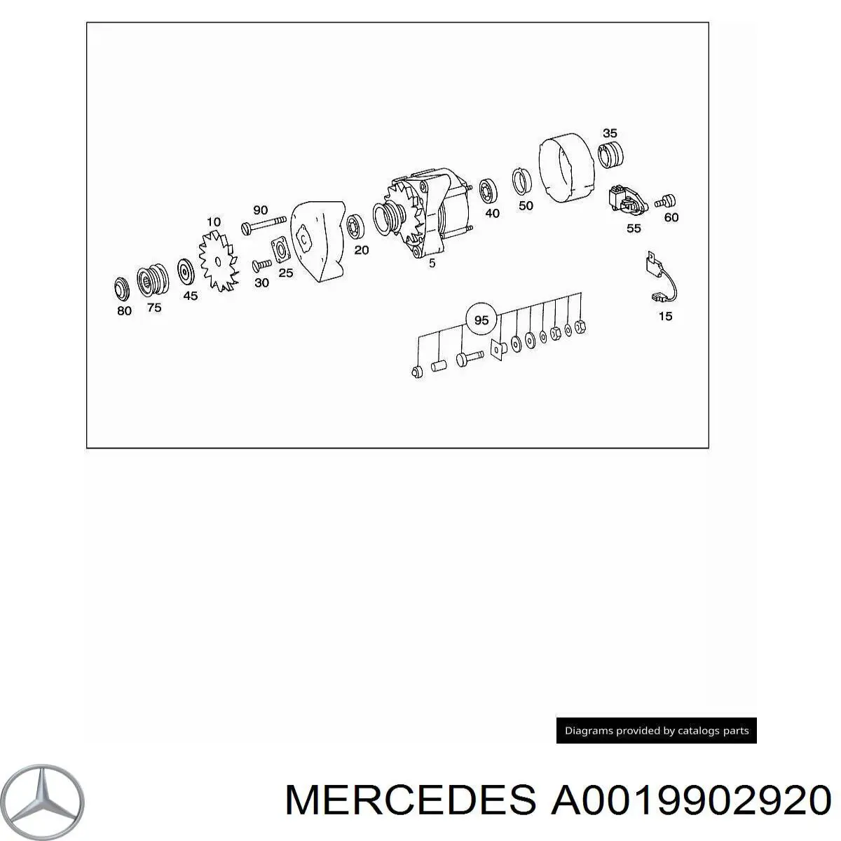 A0019902920 Mercedes Tampa traseira do gerador