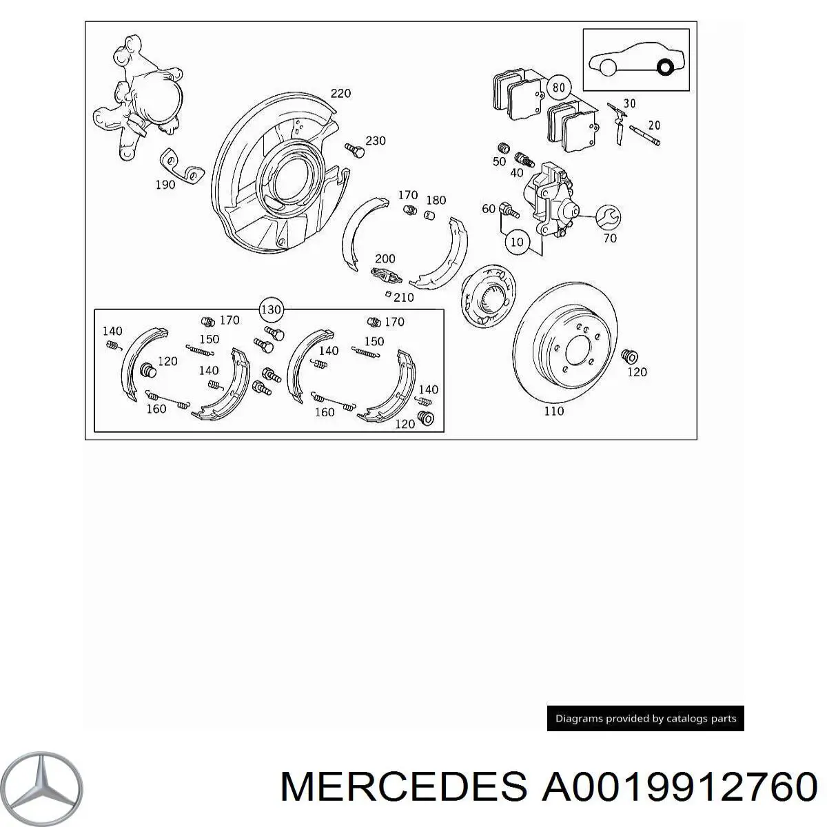 Compre A0019912760 Mercedes Kit de reparação das sapatas do freio