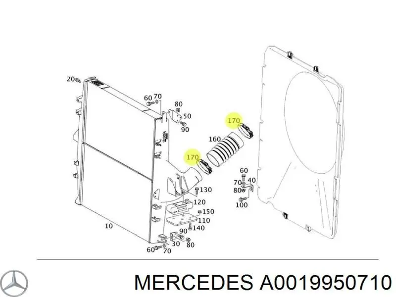 Compre A0019950710 Mercedes Braçadeira de aperto metálica, universal