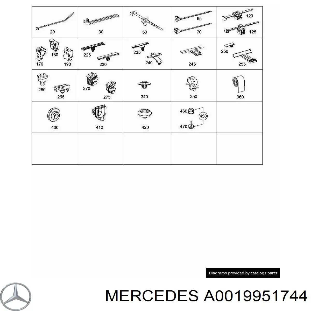 Compre A0019951744 Mercedes Fixador (braçadeira) de fios elétricos