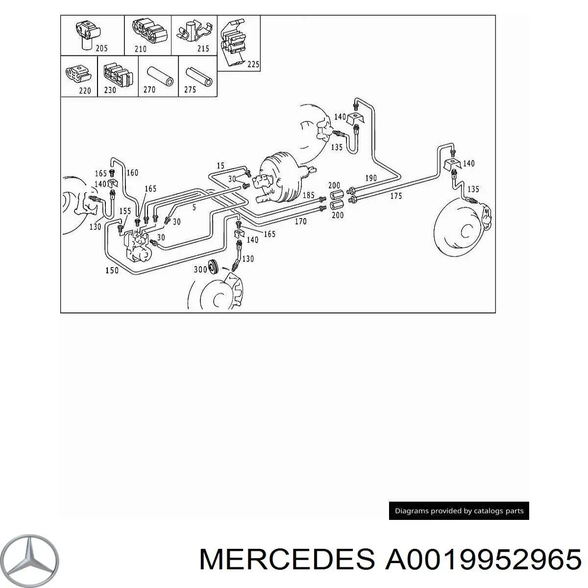 A0019952965 Mercedes Braçadeira de tubo do freio