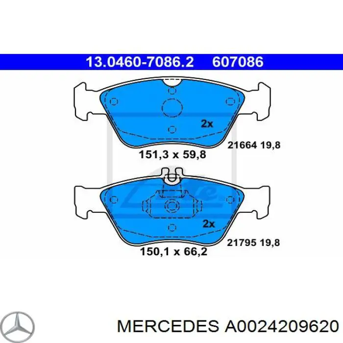 Sapatas do freio dianteiras de disco Mercedes A0024209620 preço, a partir de 30,03 USD