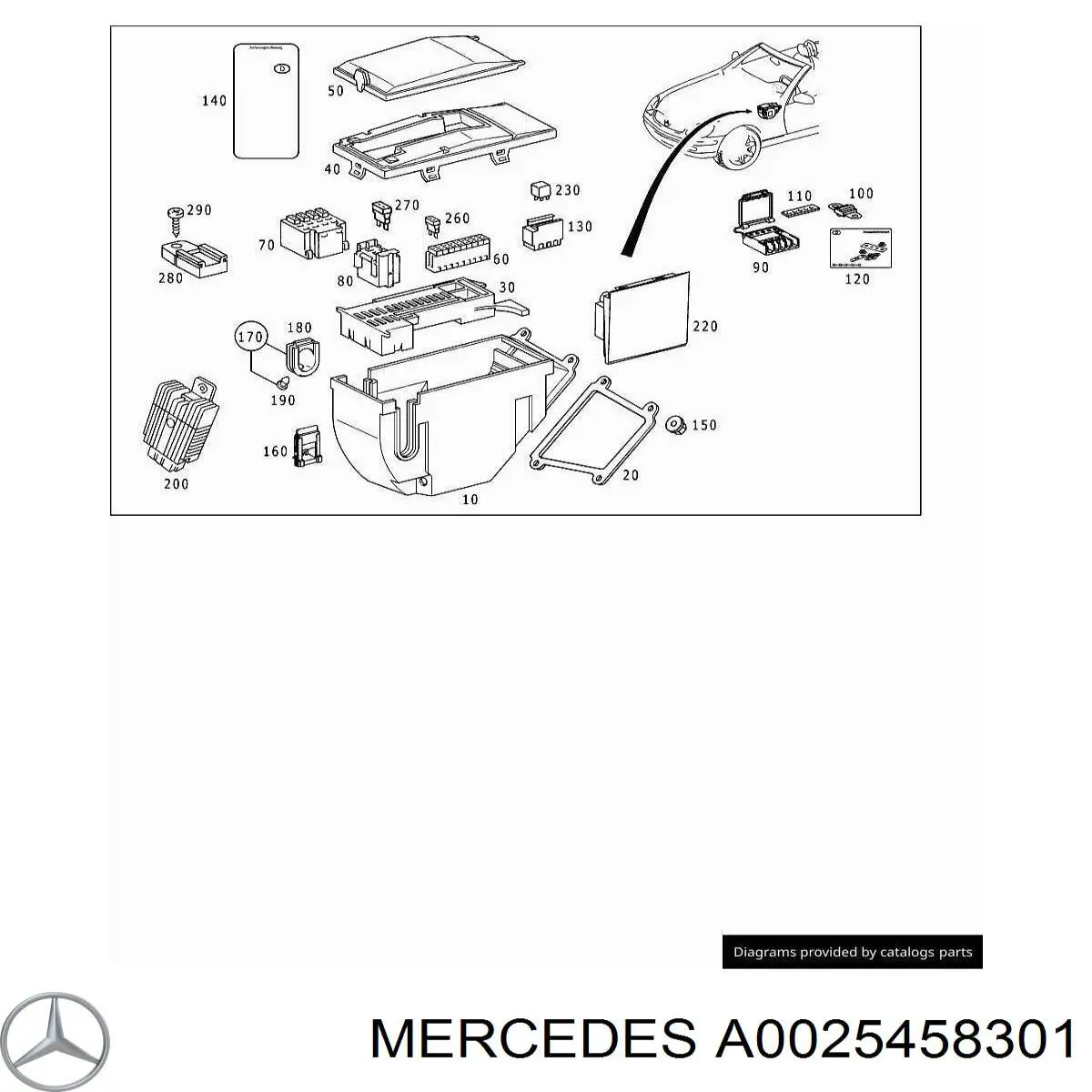 Unidade de dispositivos de segurança Mercedes A0025458301 preço, a partir de 16,61 USD