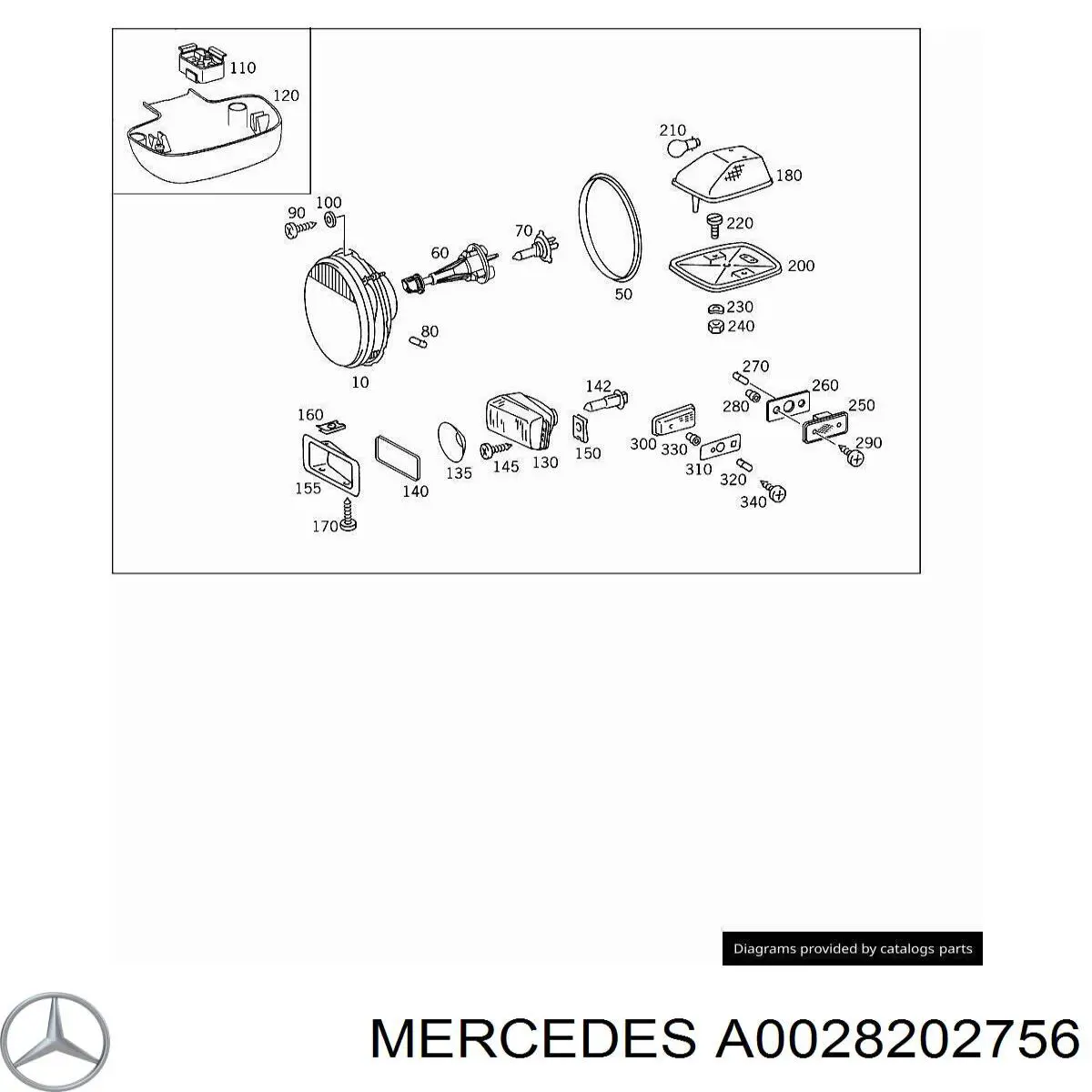 Luzes de nevoeiro esquerdas Mercedes A0028202756 preço, a partir de 286,16 USD