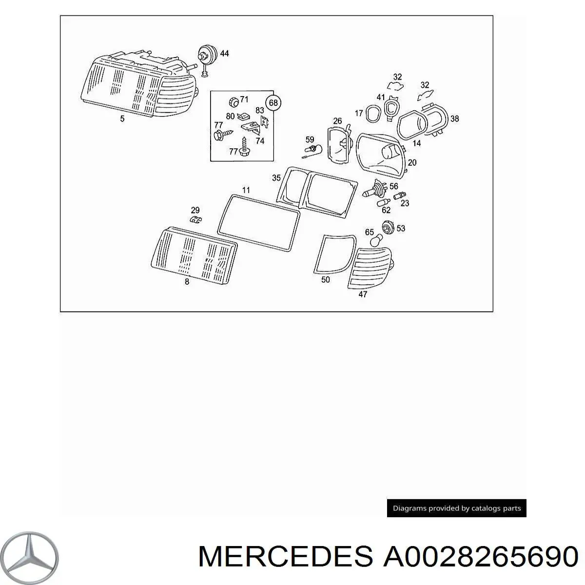 A0028265690 Mercedes Vidro da luz esquerda