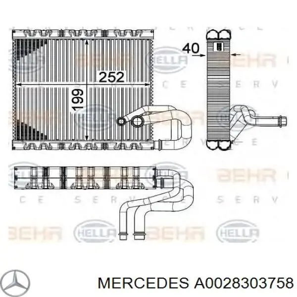 A0028303758 Mercedes Vaporizador de aparelho de ar condicionado