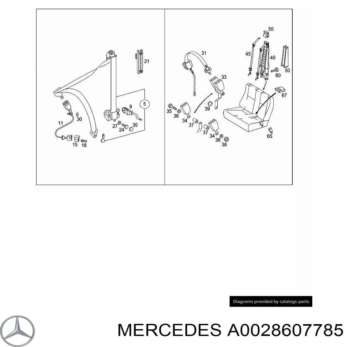 A0028607785 Mercedes Correia de segurança dianteira direita