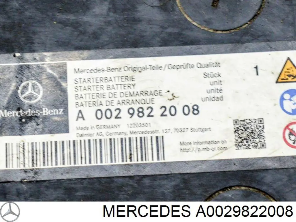 A0029822008 Mercedes Bateria recarregável (PILHA)