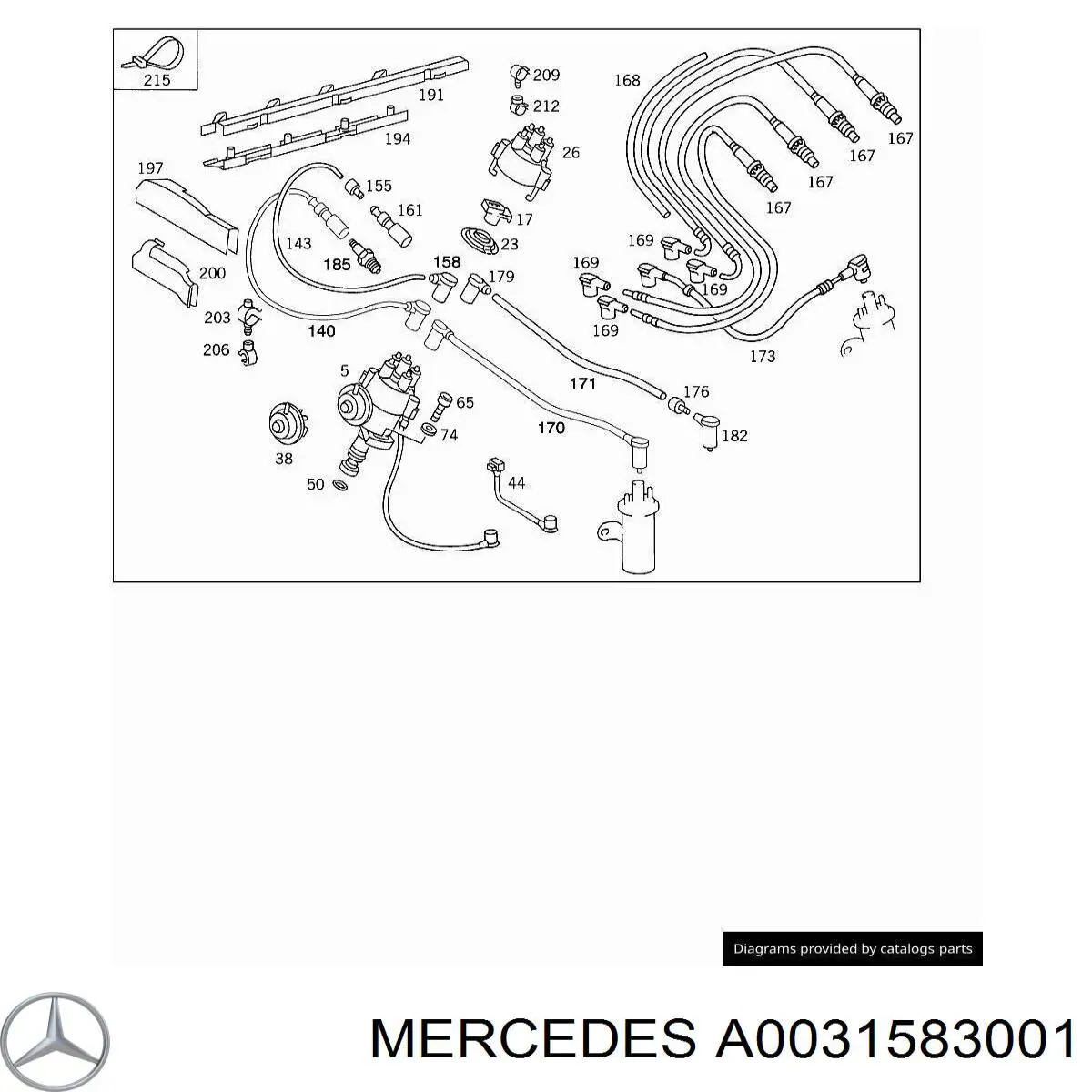A0031583001 Mercedes Distribuidor de ignição (distribuidor)