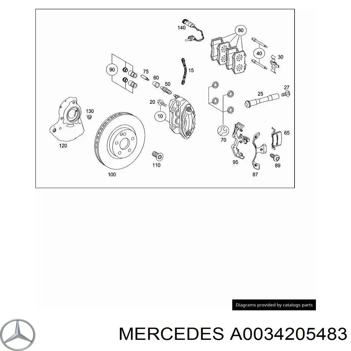 A0034205483 Mercedes Suporte do freio dianteiro direito