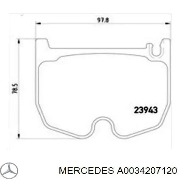A0034207120 Mercedes Sapatas do freio dianteiras de disco