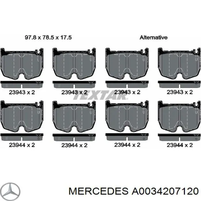 Sapatas do freio dianteiras de disco Mercedes A0034207120 preço, a partir de 65,51 USD