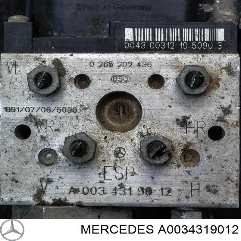 Compre A0034319012 Mercedes Unidade hidráulico de controlo ABS