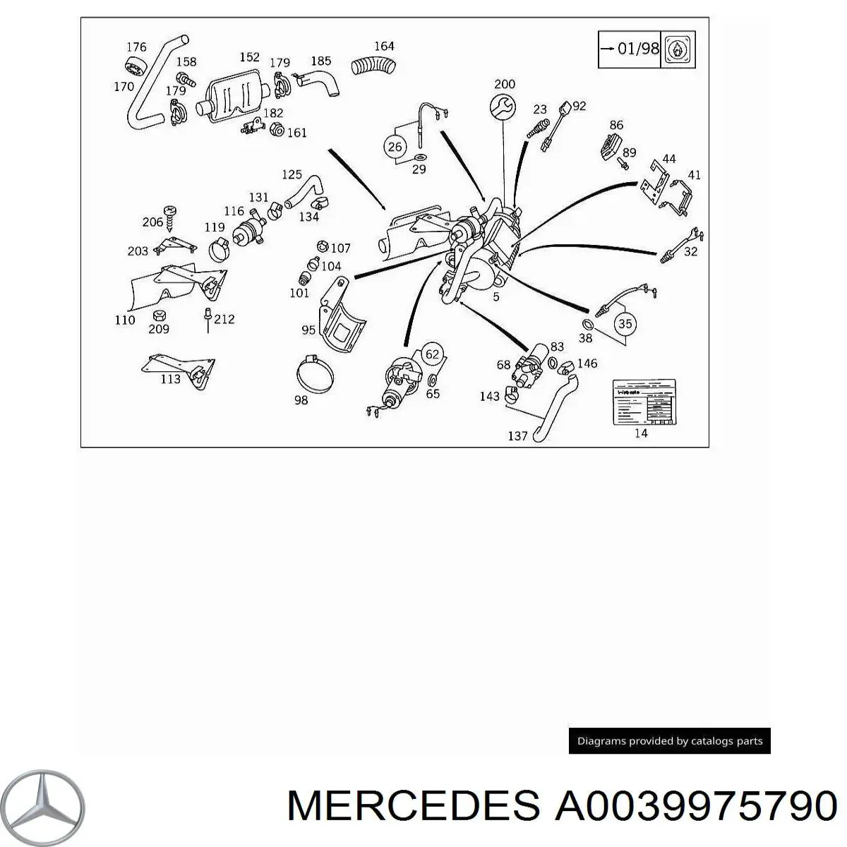 Compre A1249970590 Mercedes Braçadeira de silenciador dianteira