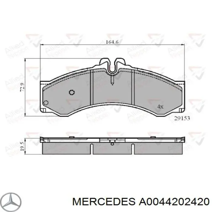Compre A0044202420 Mercedes Sapatas do freio dianteiras de disco