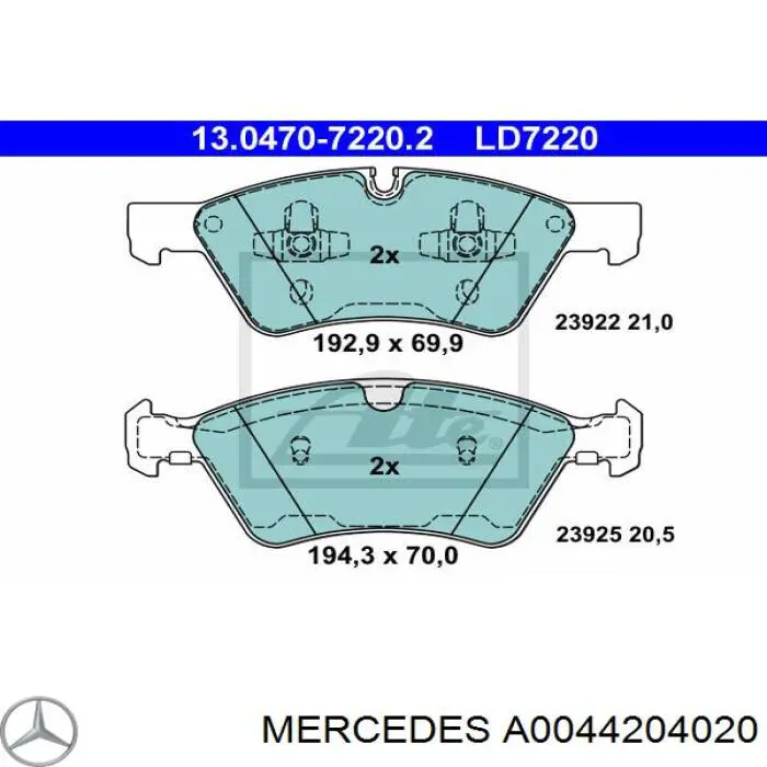 Sapatas do freio dianteiras de disco Mercedes A0044204020 preço, a partir de 53,07 USD