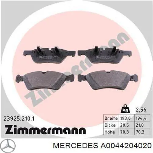 Compre A0044204020 Mercedes Sapatas do freio dianteiras de disco