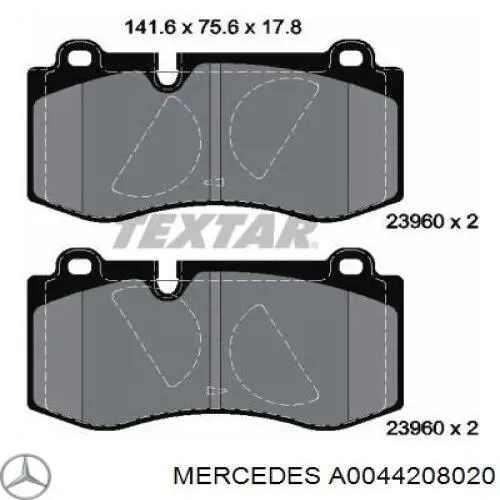 Compre A0044208020 Mercedes Sapatas do freio dianteiras de disco