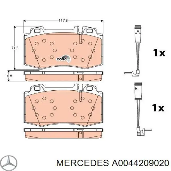 A0044209020 Mercedes Sapatas do freio dianteiras de disco
