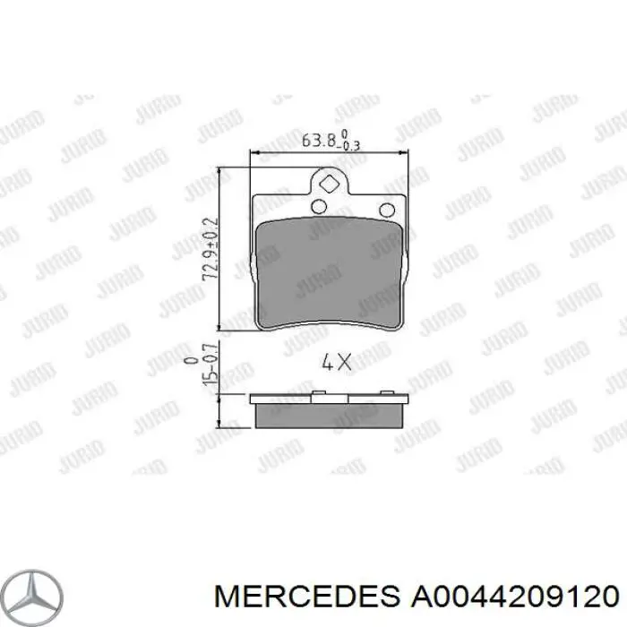 A0044209120 Mercedes Sapatas do freio traseiras de disco