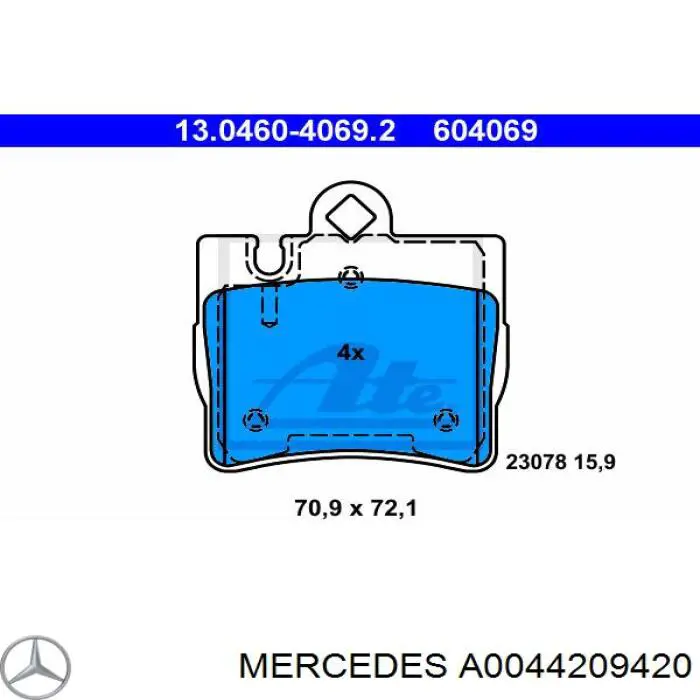 Sapatas do freio traseiras de disco Mercedes A0044209420 preço, a partir de 36,17 USD