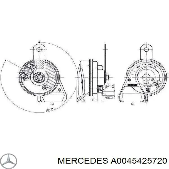 Sinal sonoro (cláxon) Mercedes A0045425720 preço, a partir de 13,71 USD