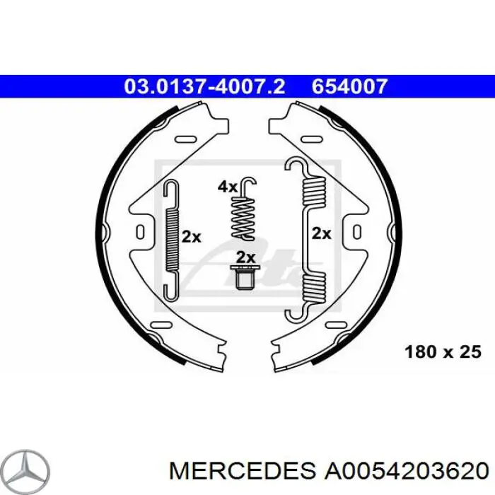 Sapatas do freio de estacionamento Mercedes A0054203620 preço, a partir de 44,56 USD