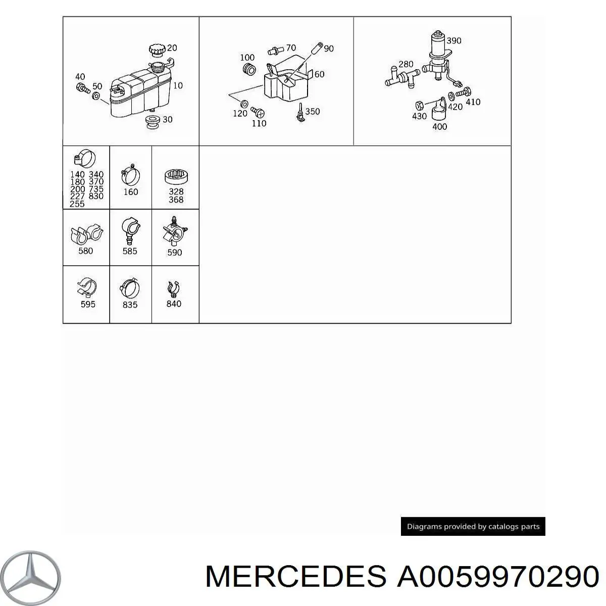 Compre A0059970290 Mercedes Braçadeira de aperto metálica, universal