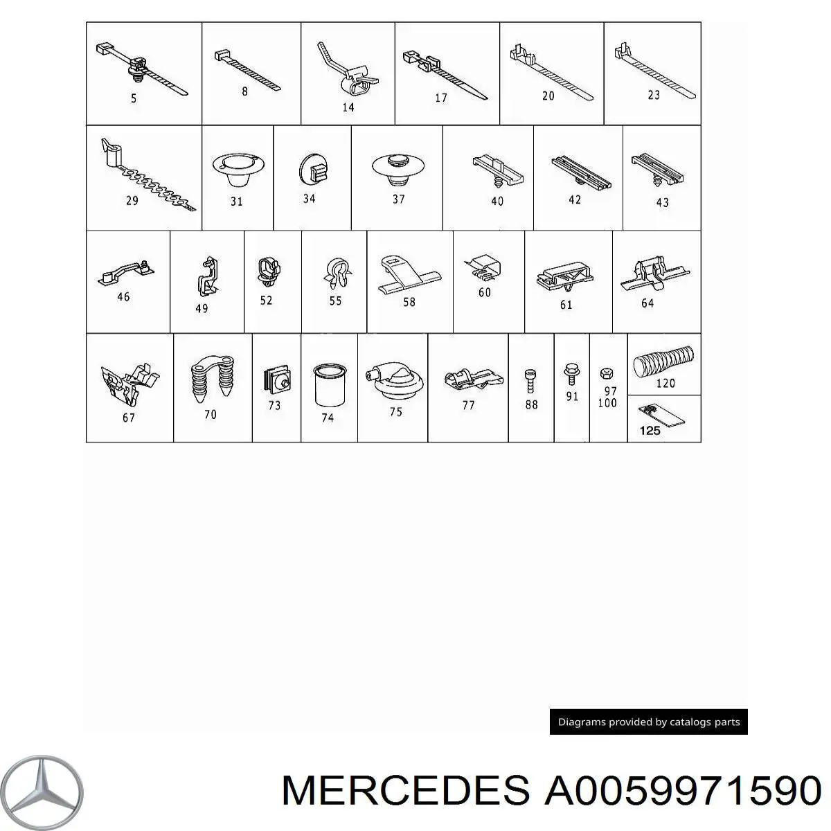 Compre A0059971590 Mercedes Braçadeira de plástico universal