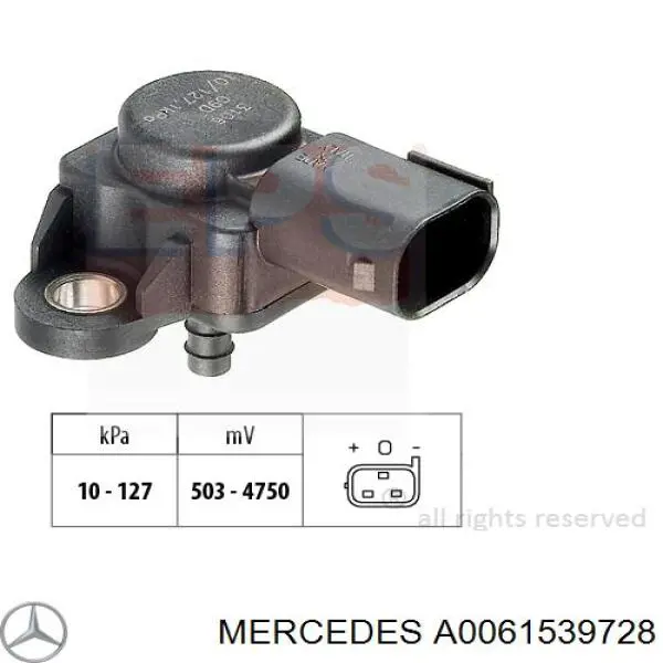 A0061539728 Mercedes Sensor de pressão no coletor de admissão, MAP