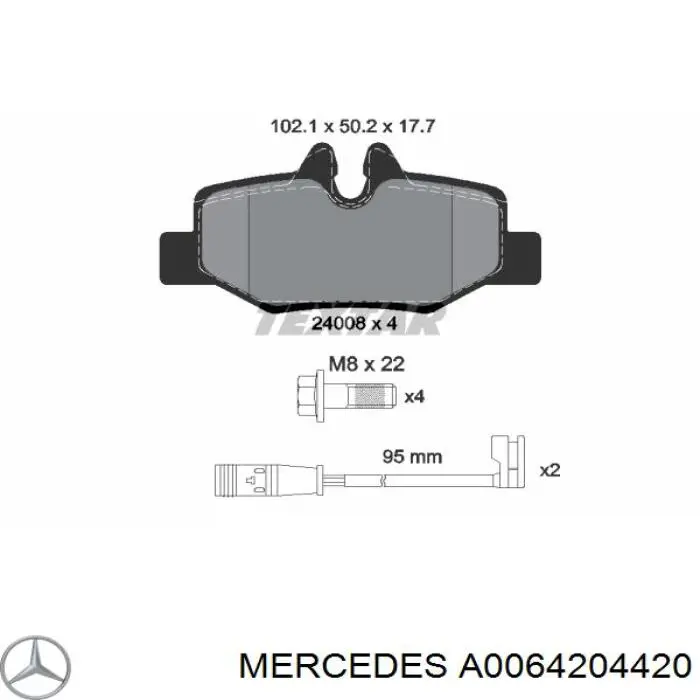 A0064204420 Mercedes Sapatas do freio traseiras de disco