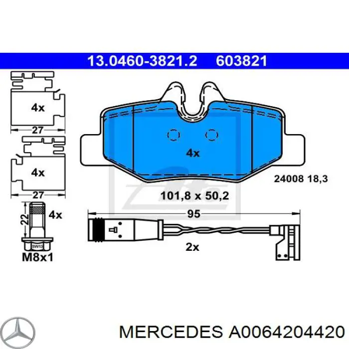 Compre A0064204420 Mercedes Sapatas do freio traseiras de disco