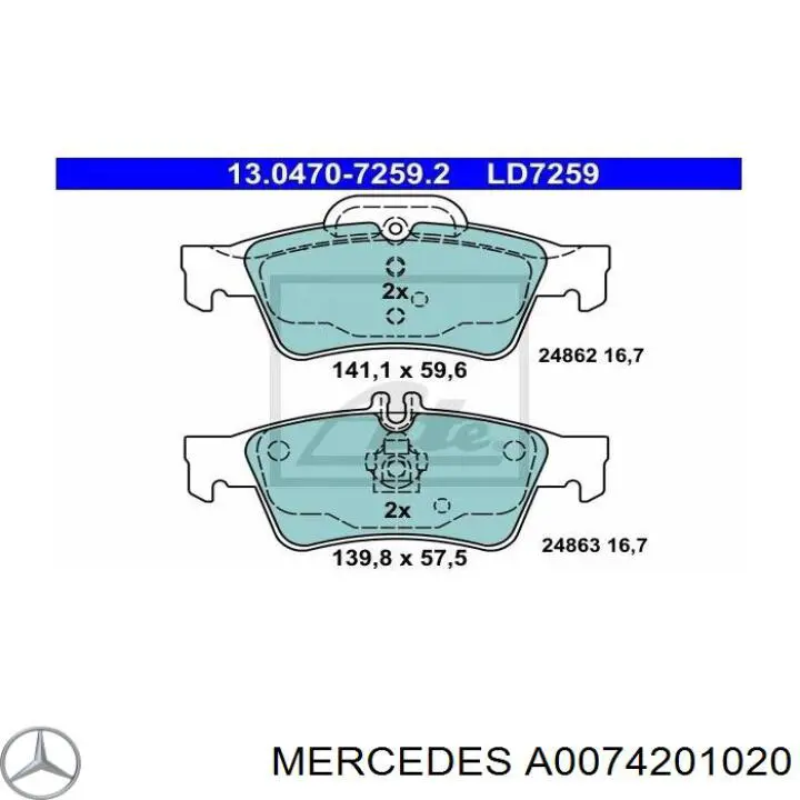 Compre A0074201020 Mercedes Sapatas do freio traseiras de disco